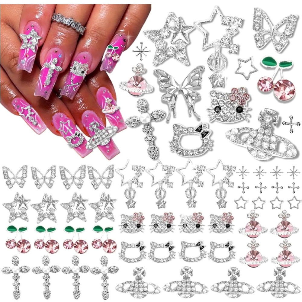 52 pcs 3D nail charms & gems